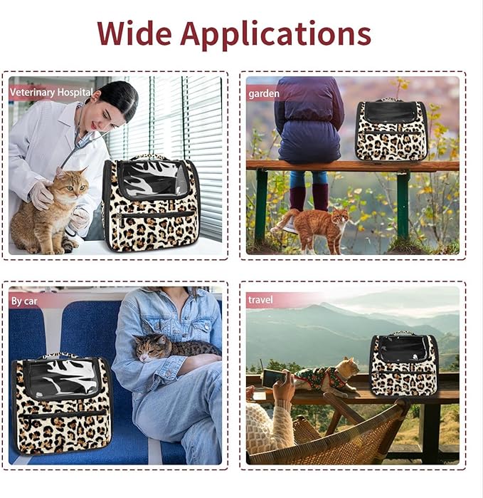 Modern Classic Leopard Print (1) Pet Carrier, Soft Sided Carrier for Small Dog Cat with Windows and Locking Safety Zippers
