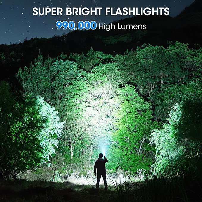 3 Pack Rechargeable Flashlight High Lumens - 99,000LM Super Bright LED Flash Light for Home with 5 Modes, Powerful Waterproof Handheld Flashlight for Camping Emergencies (L-3P) (L-3P)