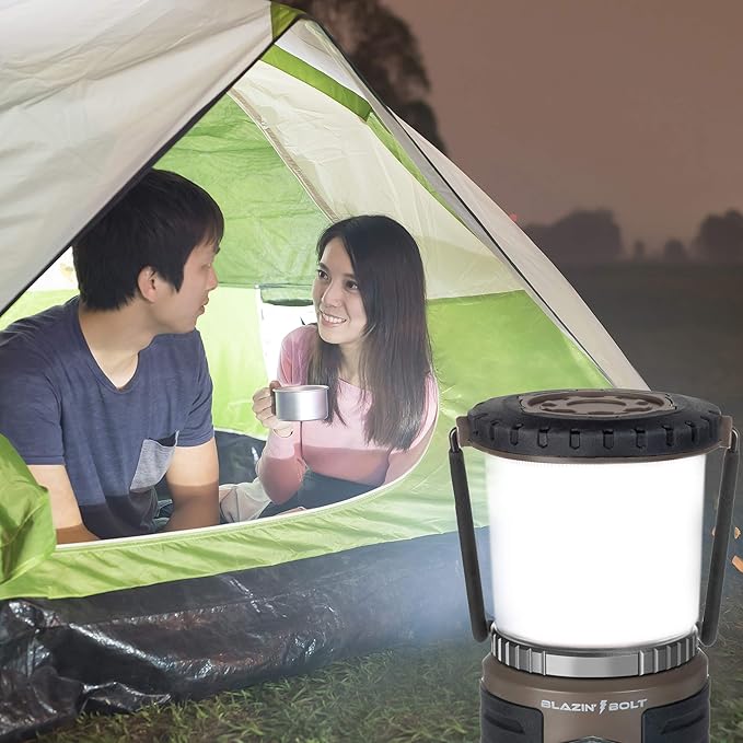Blazin Bolt Rugged USB Rechargeable Lantern | 12000mAh Power Bank | 600 Lumen | 500 Hours of Light | 6 Modes | Camping, Emergency, Power Outage, Storm, Blizzard, Hurricane Survival