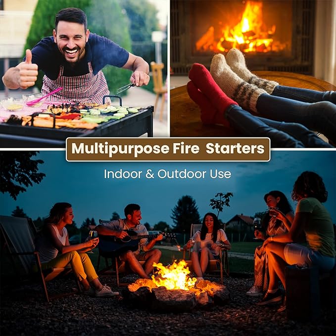 Dextreme Fire Starter Pack of 144/48 Natural Fire Starters Cubes for Campfires, Charcoal, BBQ, Grill Pit, Fireplace, Wood Stoves, Smokers and Camping - Easy to Ignite and Non Toxic… (144 Squares)