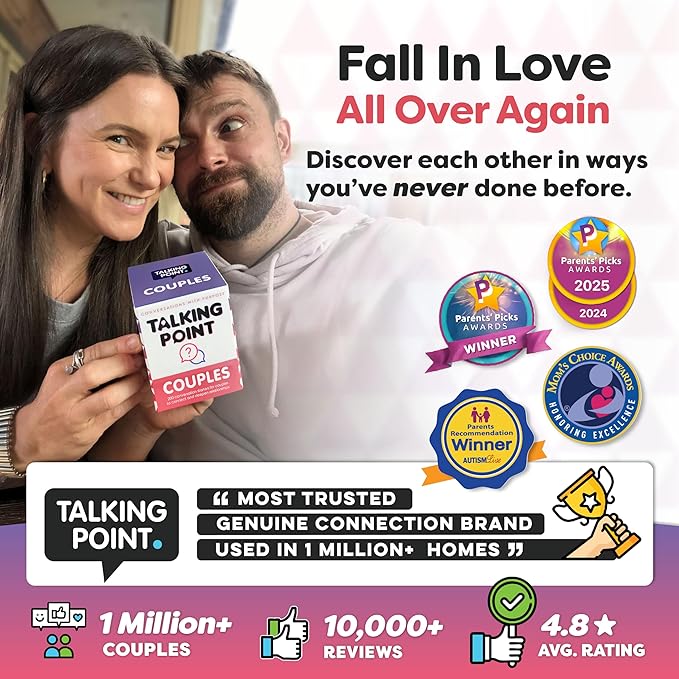 TALKING POINT CARDS Deepen Your Connection with 200 Fun & Engaging Conversation Cards for Couples - Build Intimacy, Strengthen Your Bond & Reignite Romance ??Perfect Adult Card Game for Date Nights