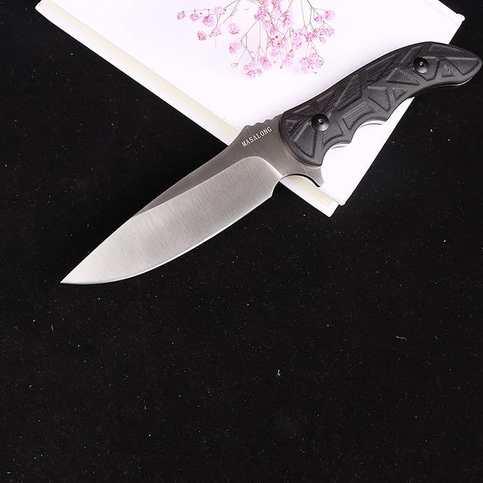 MASALONG Kni231 Full Tang Survival 9cr14mov Steel Knife With Belt Sheath For Bushcraft Camping Fixed Blade Knives