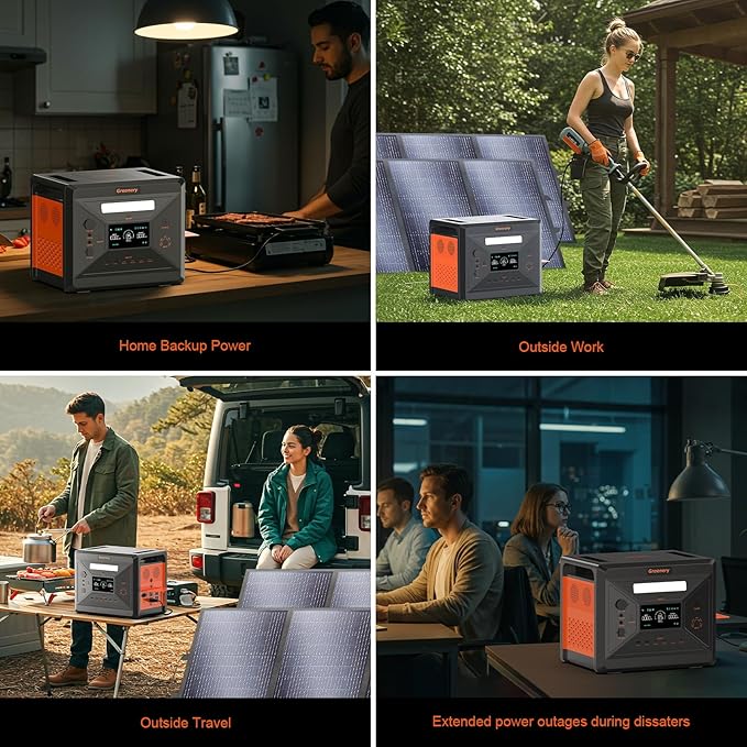 Greenery 2500W Portable Power Station, 2304Wh Large Capacity Solar Generator with 2x400W Solar Panel, BMS Emergency Power Station for Home Backup, Camping, Outdoor Battery Backup