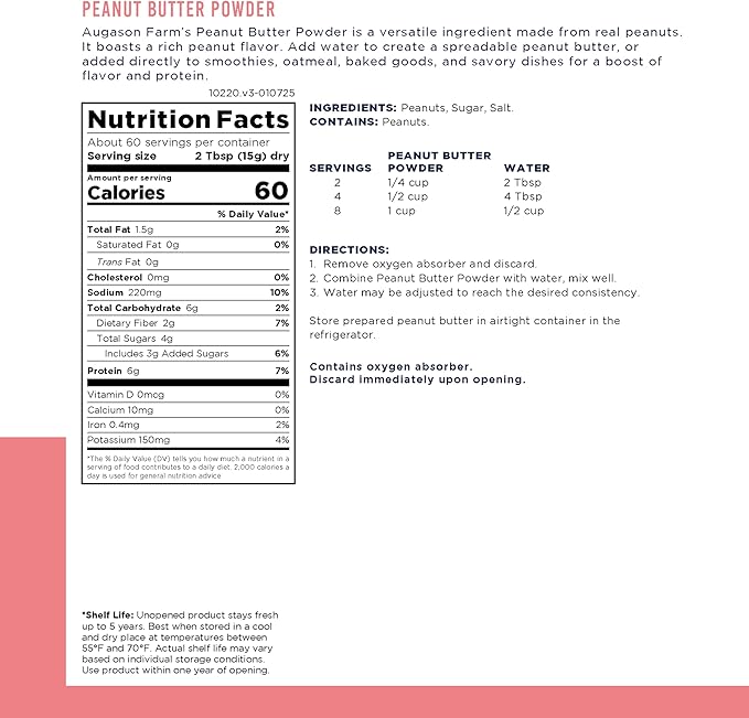 Augason Farms Peanut Butter Powder 2 lbs No. 10 Can