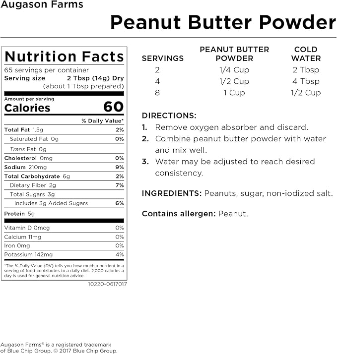 Augason Farms Peanut Butter Powder 2 lbs No. 10 Can