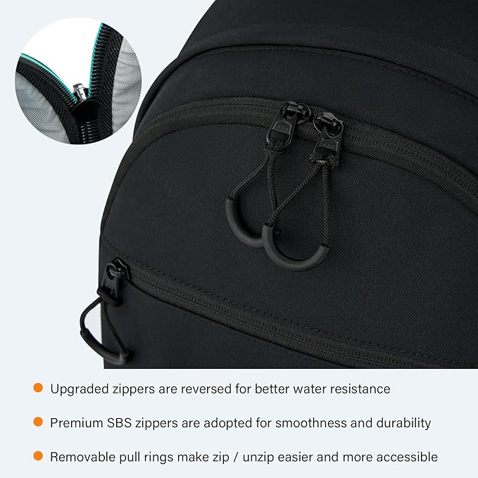 Carry On Travel Backpack For Women, 18 Inch Water Resistant Large Backpack Lightweight Bookbag For Men, 8x14x18 Personal Item Bag Casual Daypack Backpacks For Work Office Commuter (Black)