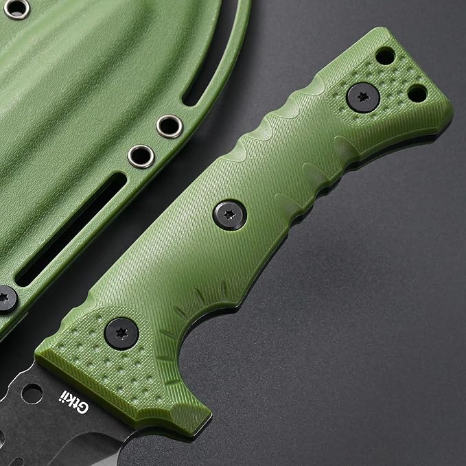 GTK8 Fixed Blade Knife DC53 Steel Blade Full Tang Nylon Fiberglass Handle EDC Tool Fixed Knifes for Outdoor Camping Hunting(green)