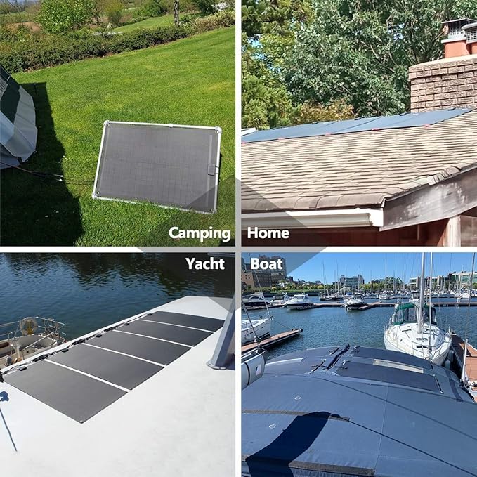 Lensunsolar 100W 12V ETFE Flexible Solar Panel, 33.5x28in, PERC 9BB 23.5%+ Efficiency Mono Solar Cells, for Campers, RVs, Boats, Tent