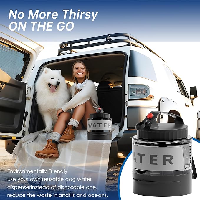 Portable Dog Water Bottle, 54oz Large Travel Water Bowl Dispenser for Dogs Camping Beach Walking Essentials, Big Portable Travel Water Bowl and Beach Accessories for Dogs,, Bpa Free, Safe and Durable