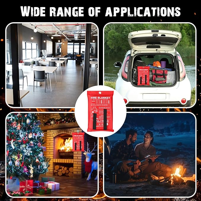 Macarrie 60 Pack 39??x 39??Fire Blanket Emergency for Home and Kitchen Safety Suppression Blanket Fiberglass Fireproof Survival for Fireplace Car Office Camping (Red)