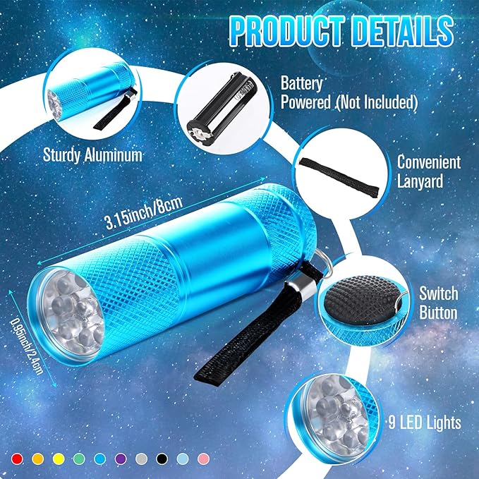 VIHOSE 120 Pcs Mini Flashlights Bulk, Bright Flashlights Set, Aluminum LED Handheld Torches for Party Favors Night Reading Camping Emergency Items Gifts Homeless, Batteries Not Included