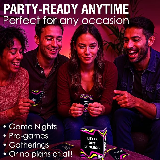 QUOKKA Card Games for Adults Let?™s Get Legless - Spicy Adult Games for Party Game Night with 104 Hilarious Dares & Risky Questions, Inappropriate Challenges to Spice Up The Night, Only 21+