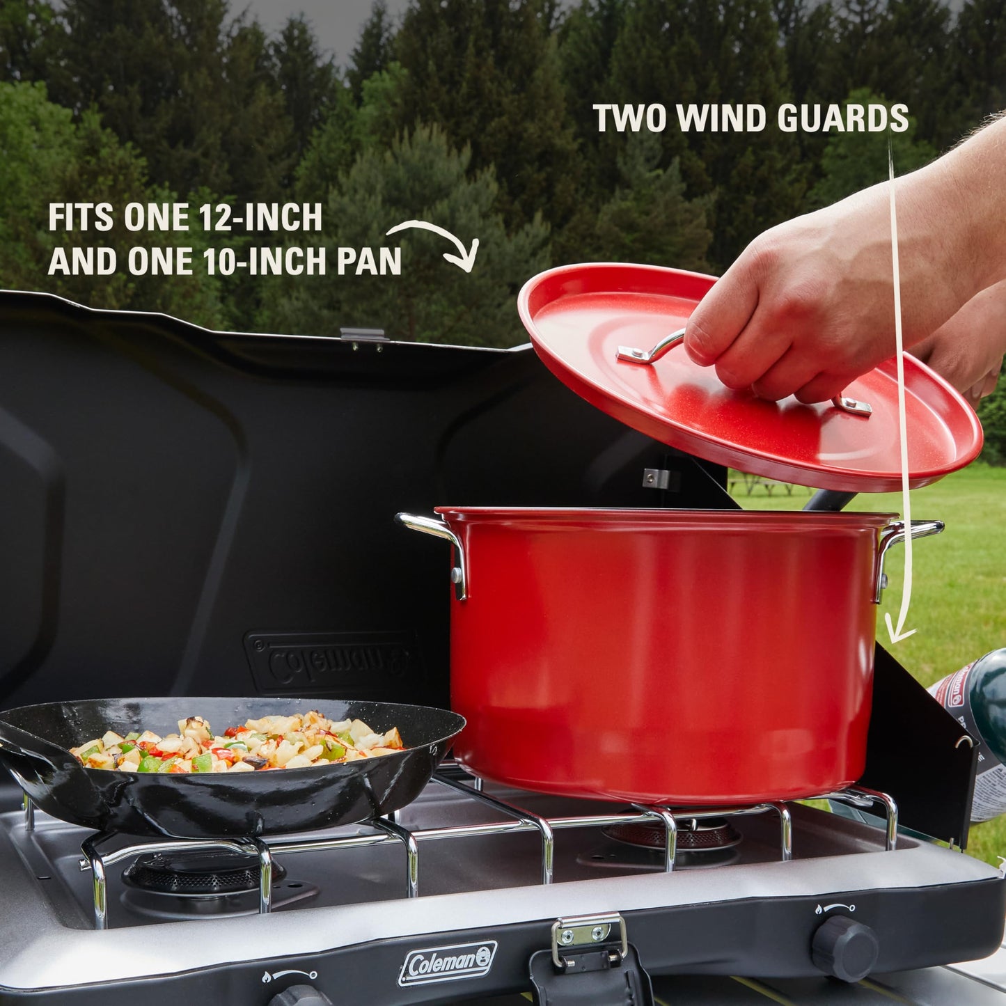 Coleman Triton+ 2-Burner Propane Camping Stove with InstaStart Ignition, Portable Camping Cooktop