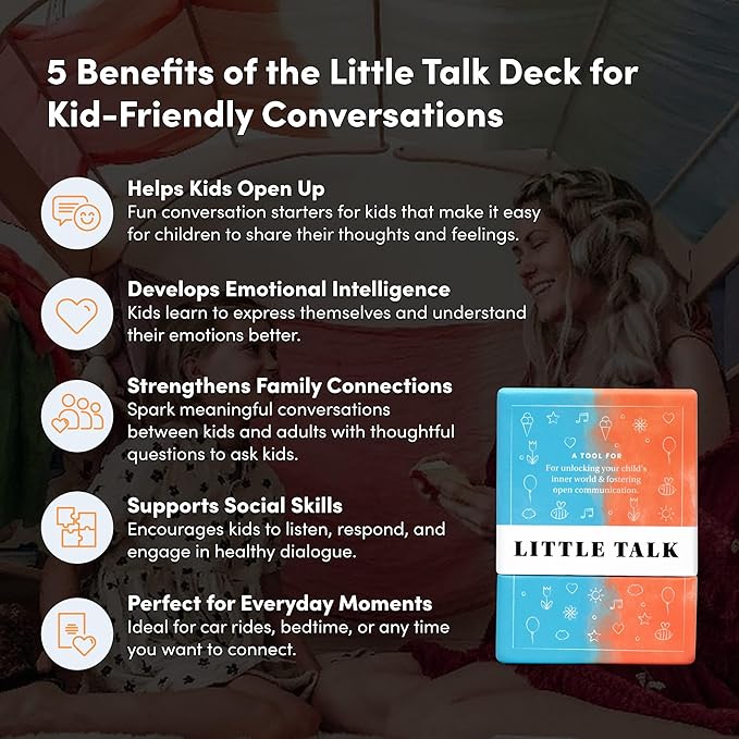 Little Talk Conversation Cards for Kids ??170 Prompts for Social Skills, Family Games, Travel & Therapy ??BestSelf Deck for Ages 4-12, ADHD Tools, Homeschool Gifts & Road Trip Activities