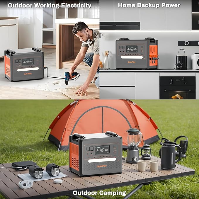 Q2402M SolarPlay 2500W/2304Wh Portable Power Station, Solar Generator with 200W Solar Panel, Large Capacity Power Supply, BMS Emergency Power Station for Home Backup, Camping, Outdoor Battery Backup