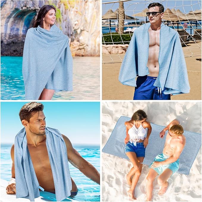 Quick Dry Microfiber Camping Towel Large for Beach Travel Body Yoga Swimming Pool Hiking(Blue, 30X60 Inch)