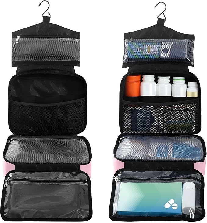 Fustylead Cute Cartoon Pink Unicorn Large Medicine Bag Travel Pill Bottle Organizer with Zipper, Empty First Aid Bag for Camping Hiking Outdoors