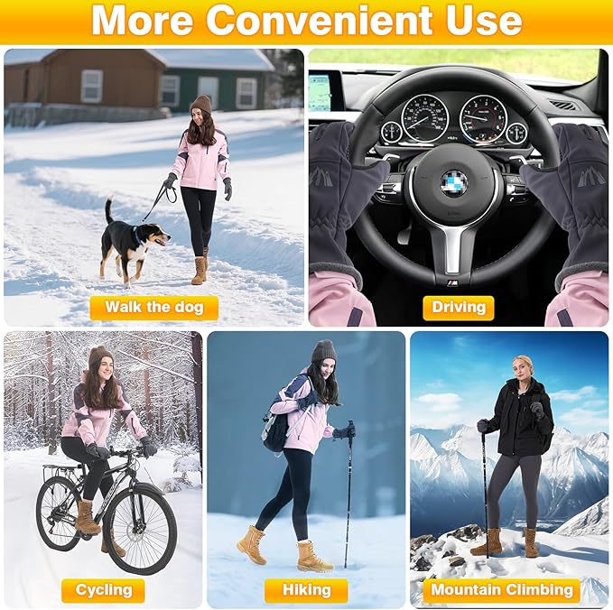 Moon Kitty Women?™s Winter Waterproof Running Gloves Windproof Thermal with Touchscreen Fingers Cold Weather Gloves for Women