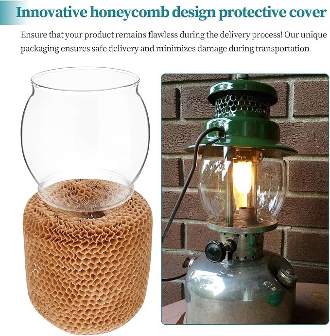 Lantern Glass Globe Replacement, Compatible with Coleman 200A/B &R690B051,Fits Kamplite, JC Higgins, Optimus, Ashflash Vintage Lanterns,Heat-Resistant Clear Bulged Glass for Camping & Emergency Lights