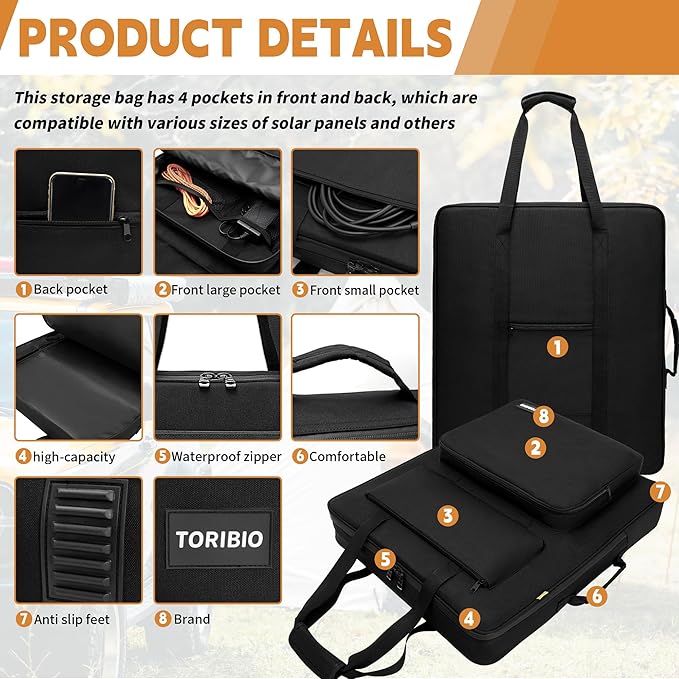 Solar Panel Travel Bag, Padded Portable Solar Panel Storage Bag Compatible with Jackery SolarSaga 100W, Water-resistant Protective Carrying Pocket Case for Outdoor Camping Travel