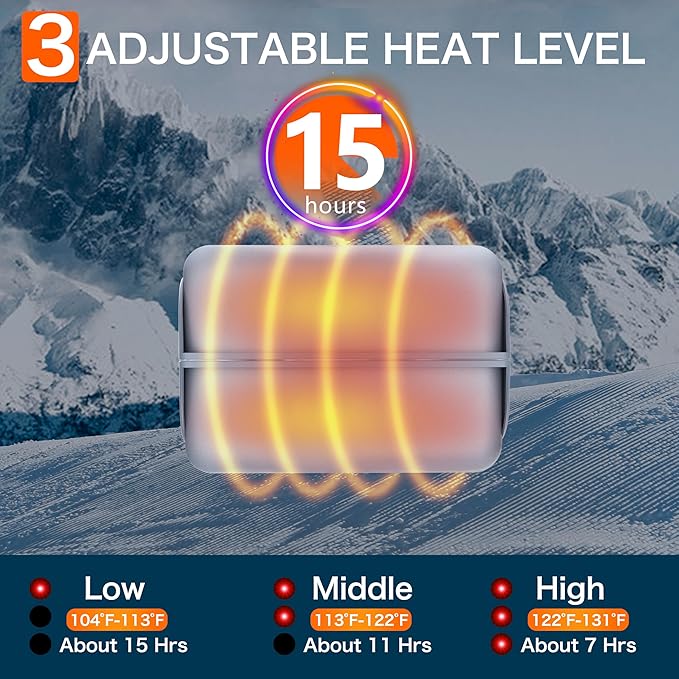 Hand Warmers Rechargeable 2 Pack,10000mAh Split-Magnetic Electric AI Handwarmer Power Bank,3 Levels, Camping,Hunting in Winter (Silver, One Size)