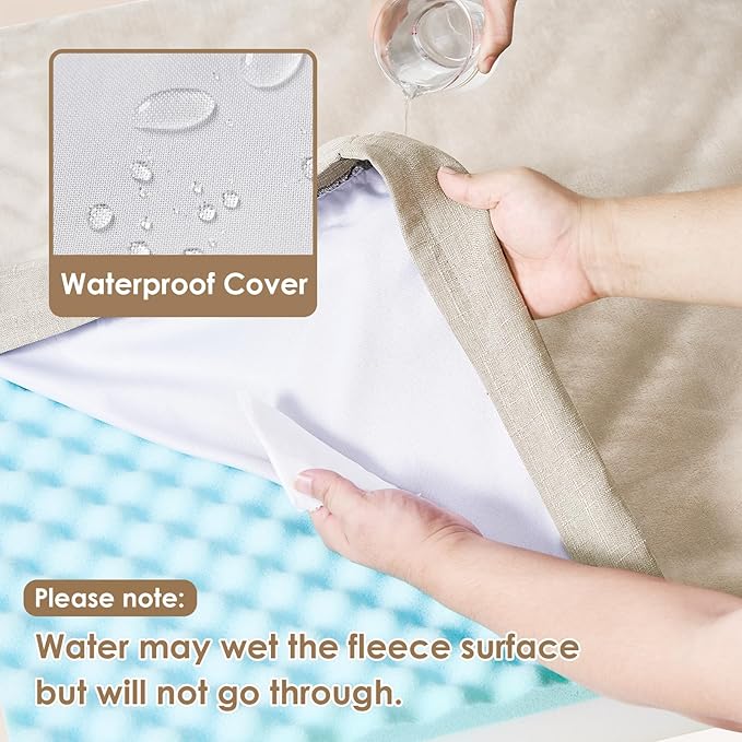 EHEYCIGA Waterproof Dog Bed Memory Foam 30x20, Orthopedic Dog Beds Mat for Medium Dogs with Removable Cover, Beige
