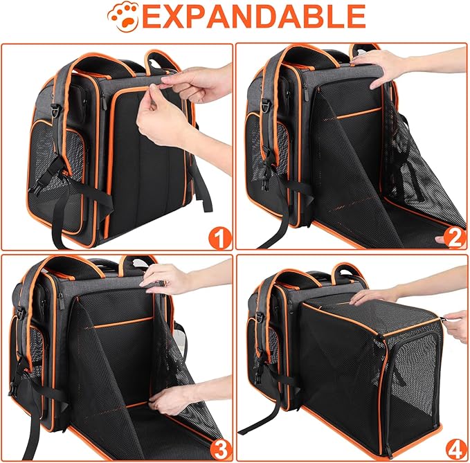 Texsens Cat Backpack Expandable Pet Carrier - Pet Backpack Carrier for Medium Cats and Small Dogs - Great for Travel, Hiking & Outdoor Activities