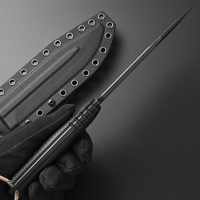 GTK2 Fixed Blade Knife AUS-10 Steel Blade Nylon Fiberglass Handle Full Tang EDC Tool Knifes for Outdoor Camping Survival Adventure Bushcraft (black)