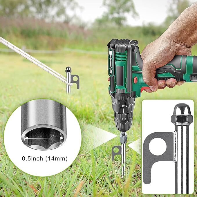 4 Pack Tent Stakes, 12 Inch Heavy Duty Ground Anchors, Fully Welded Spiral Earth Anchors for Camping Tents, Trampolines, Sheds, Swing Sets, Securing Animals