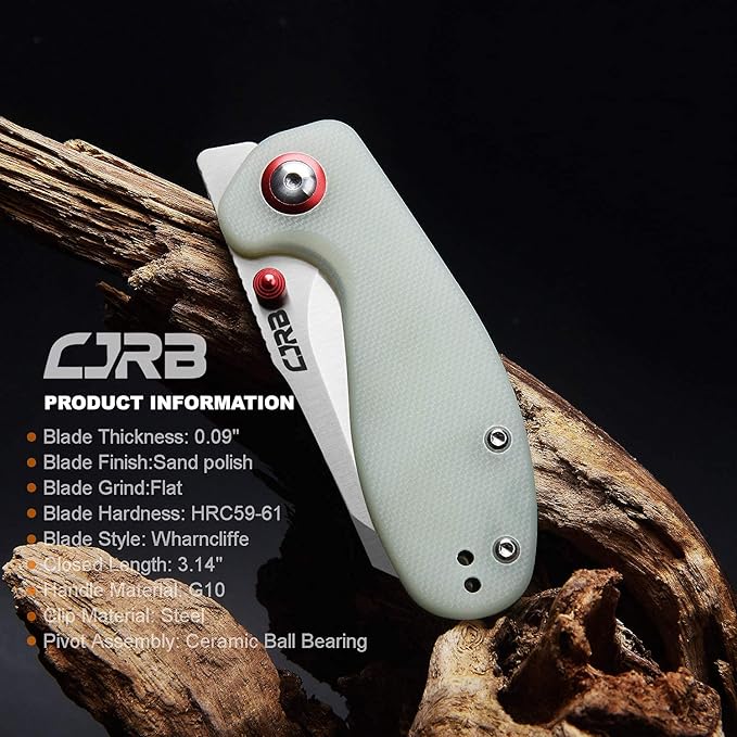 CJRB Maileah Pocket Knife with 2.39?™â€?AR-RPM9 Powder Steel Blade Folding Knife with G10 Handle Tactical Knife EDC Knife Pocket Knife for Men Ideal for Outdoor Survival Camping Hunting, 1918 Natural Green