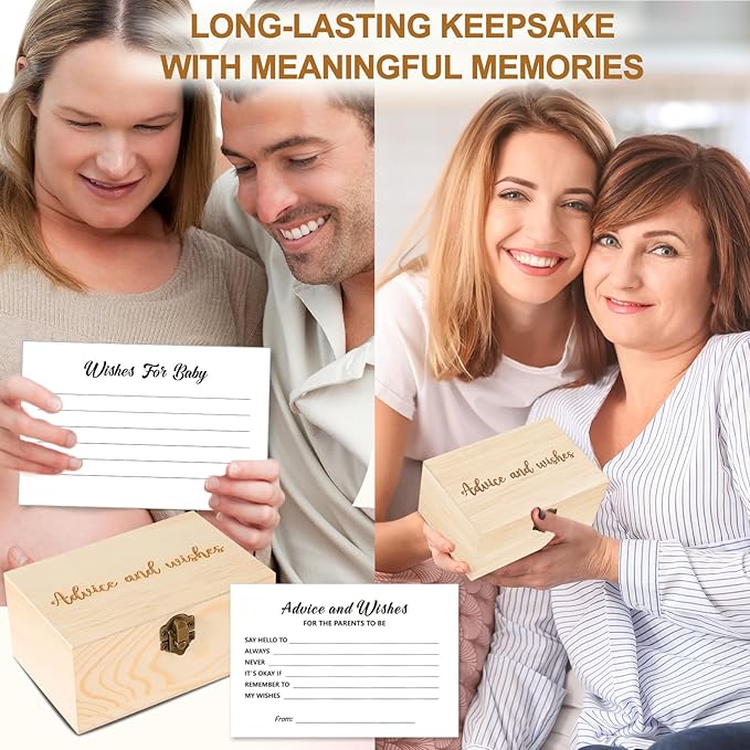 50 Pcs Baby Shower Advice and Wishes Cards Box For Parents To Be - Advice For New Parents Baby Shower Decorations Girl and baby shower Games Boy, Wishes for baby Box BabyShower Ideas