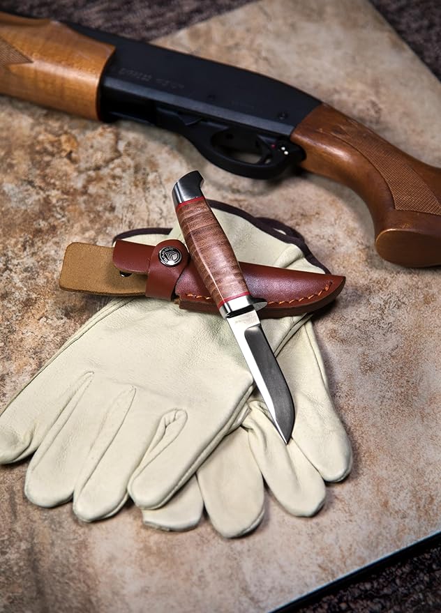 TK Retro - Stacked Leather Fixed Blade Hunting Knife