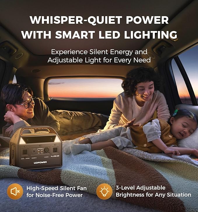 C600 Portable Power Station - 600W(Surge 1200W) AC Output, 595Wh LiFePO4 Battery, Solar Generator for Camping, Travel, RV, Emergency Power Backup(Brown)