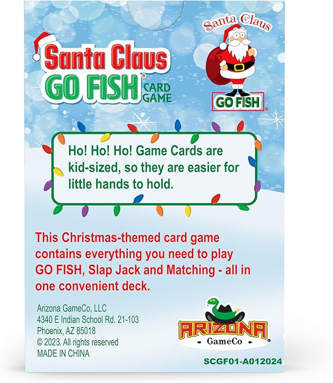 Santa Claus Go Fish – A Family Christmas Game for Kids Ages 4 & Up | Go Fish, Old Maid, and Slap Jack in One Deck (Holiday Stocking Stuffers, Gift for Boy or Girl, Fun Family Board Game Night)