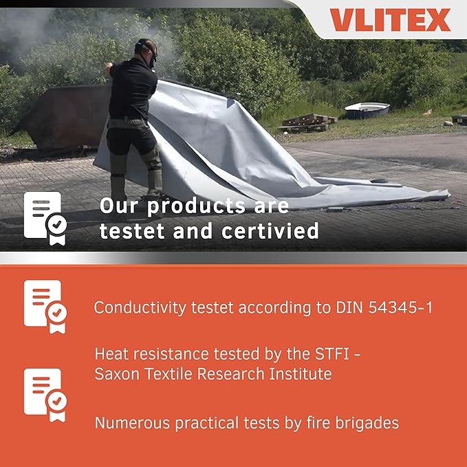 Extra Large Fire Blanket (118 x 157 in - XL) | Engineered in Germany | Lithium Battery & Emergency Fire Suppression Blanket | Certified Fireproof Silicone & E-Fiberglass