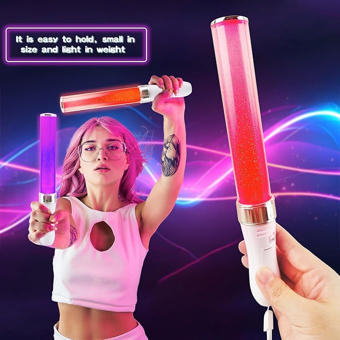 4 Pack Light Sticks 15 Colors Change Glow Stick Multicolor LED Glow Sticks Reusable Light Up Sticks Glow in The Dark for Wedding Club Carnival Party Birthday Concerts Favors