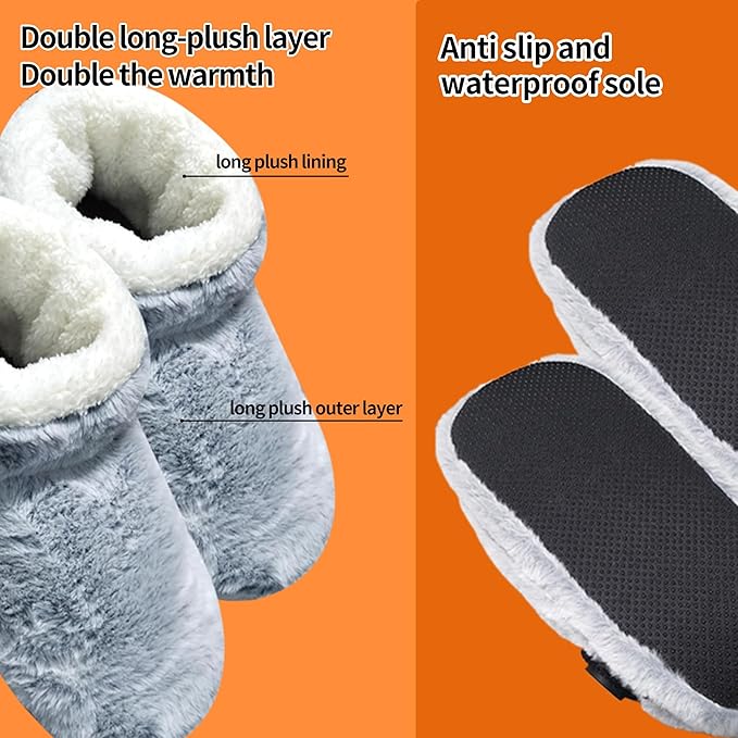 Rechargeable Walking Foot Warmer for Cold Feet, Cordless Graphene Heated Boots for Women Indoor, 4-8 Hours Heat, Washable & Removable, Electric Heated Slippers