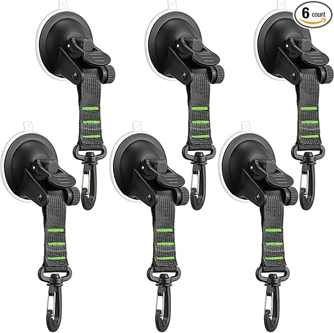 Maitys Heavy Duty Suction Cups with Hooks Tie Down Strong Suction Cup Anchor Car Camping Accessories Vacuum Outdoor Suction Cup with Hooks for Car Boat Awning Camping Tent Trap