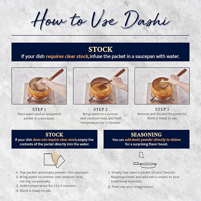Kayanoya Dashi, Original Dashi Stock Powder, Dashi Powder with Superb Flavor from Bonito Flakes, Round Herring, Grilled Flying Fish and More, (8g Packets x 12)