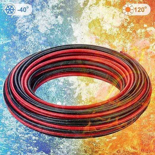 8AWG (10mm²) Tinned Copper PV Extension Cable - Solar Panel Connection Wire for Outdoor RV Marine Automotive Boat (30FT Black + Red Pair)