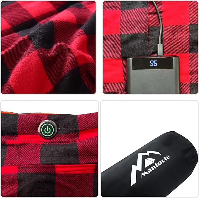 Heated Sleeping Bag pad, Heated Sleeping Bag Liner, Type-C Input, 5+5 Heating Zones, Operated by Power Bank (Battery NOT Included) or Other USB Power Supply. Type-C.