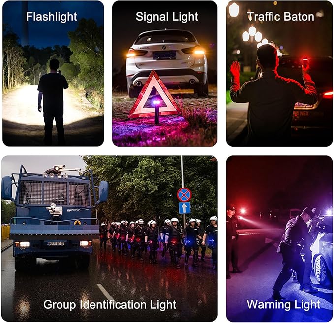 NEXTORCH P83 Rechargeable Flashlight High Lumens, 2100 Lumens Police Flashlight with Red and Blue Lights & Strobe & Ceramic Glass Breaker for Night Duty, Outdoor Adventure, Daily Use