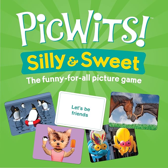 MindWare PicWits, Funny Quick Wit Picture Captioning Card Game, Quick 30-Minute Game Play, Ages 5 and up - Silly & Sweet
