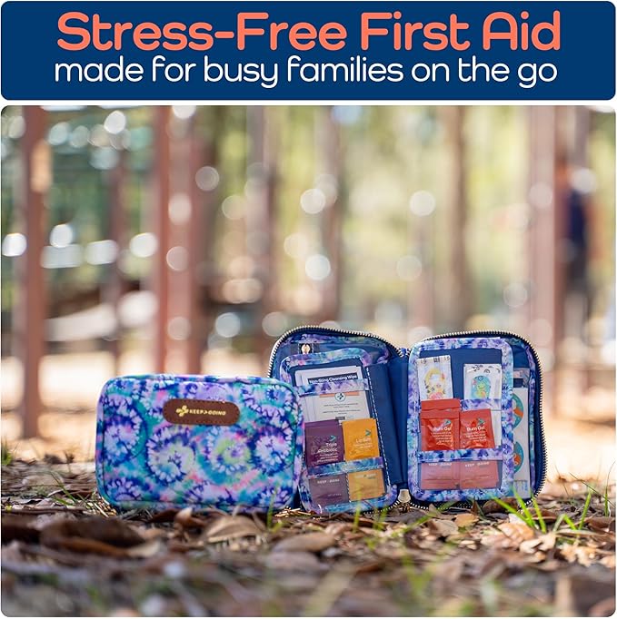 KeepGoing Travel First Aid Kit for Kids ??130 Pc. for Car, Home, Purse, Diaper Bag & Backpack with Latex-Free Bandages - Mini First Aid Kit Travel Size TSA-Approved