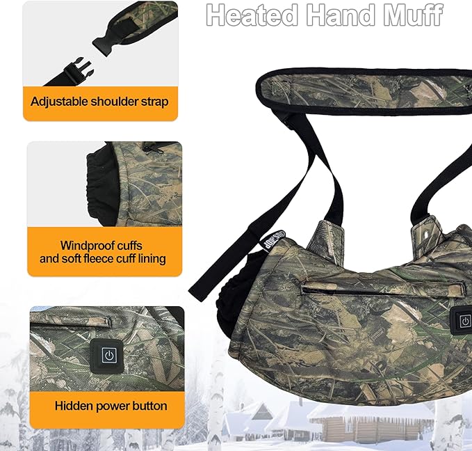 Heated Hand Muff, Electric Heating Hand Warmer Pouch, Suitable for Outdoor Hunting, Sports, Photography, Golf, Football in Cold Winter Keep Warmth (Batteries no Including)
