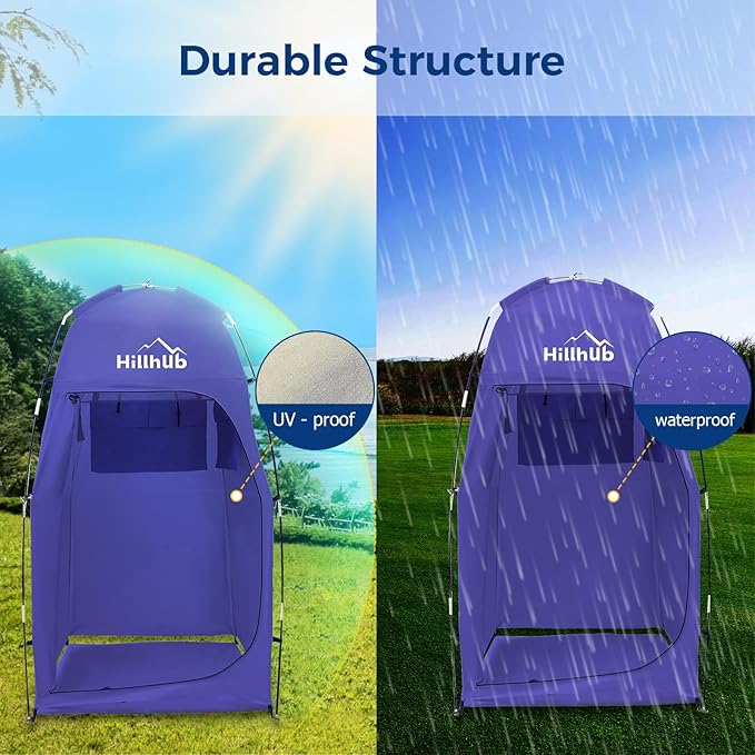 Hillhub Portable Camping Shower Tent with Floor, Outdoor Privacy Dressing Room, Toilet Sun Shelter with Carry Bag for Beach, Camping, 6.9 FT Extra Tall and Wind-Proof, 210D Oxford Cloth Waterproof