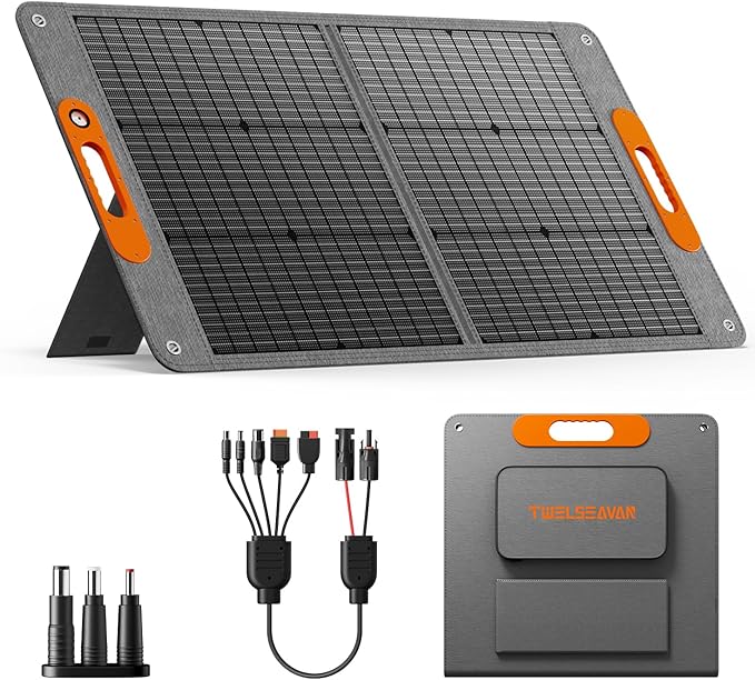 100W Portable Solar Panel for Power Station, 24% High Efficiency ETFE Foldable Solar Panel Charger, QC3.0, Type-C 60W, MC4 Output, IP65 Waterproof, for Outdoor Camping, RV, Emergency Power Supply