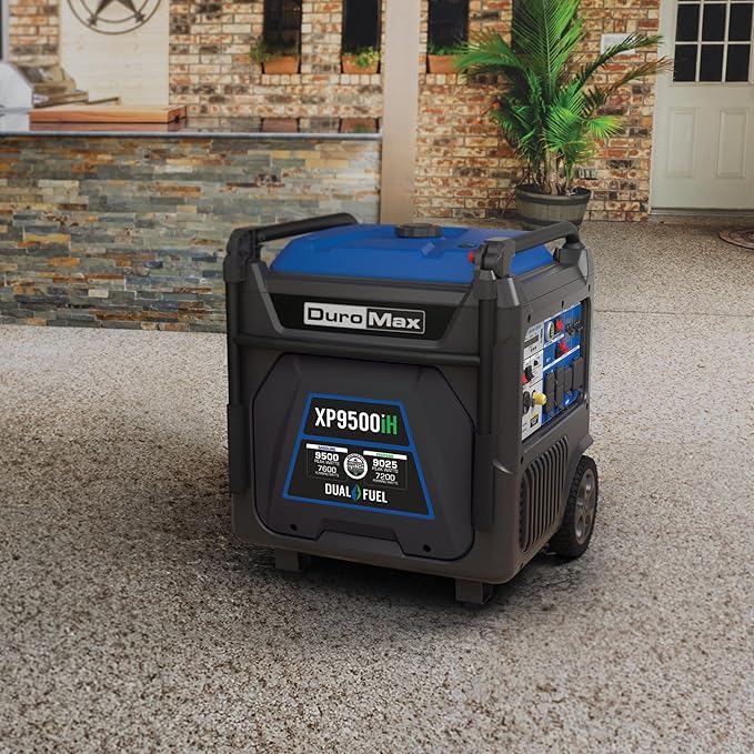 DuroMax XP9500iH 9,500-Watt Dual Fuel Portable Digital Inverter Generator - Gas & Propane, Remote Electric Start, RV & Emergency Ready