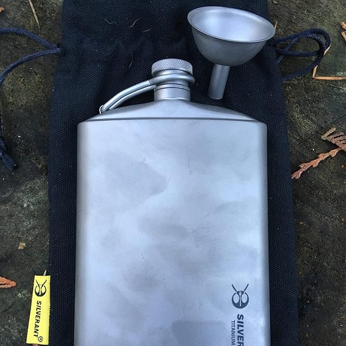 SILVERANT Ultralight Titanium Funnel - Easy Pouring Liquid Filling Hip Flask Funnel for Liquor, Wine, & Spirits