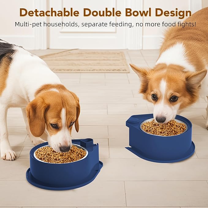 Stainless Steel Dog Bowl Set, 304 Metal Dual Food & Water Bowls for Dogs & Cats, Large Capacity Pet Feeder, Anti-Skid Dog Dish for Small/Medium/Large Pets